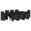 vidaXL Set da Pranzo per Giardino 9 pcs Nero polyrattan