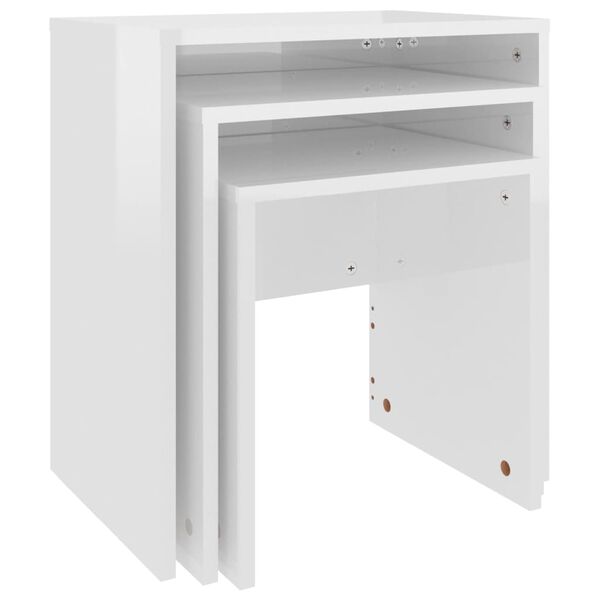 vidaXL Tavolini da Salotto Impilabili 3 pz Bianco Lucido in Truciolato