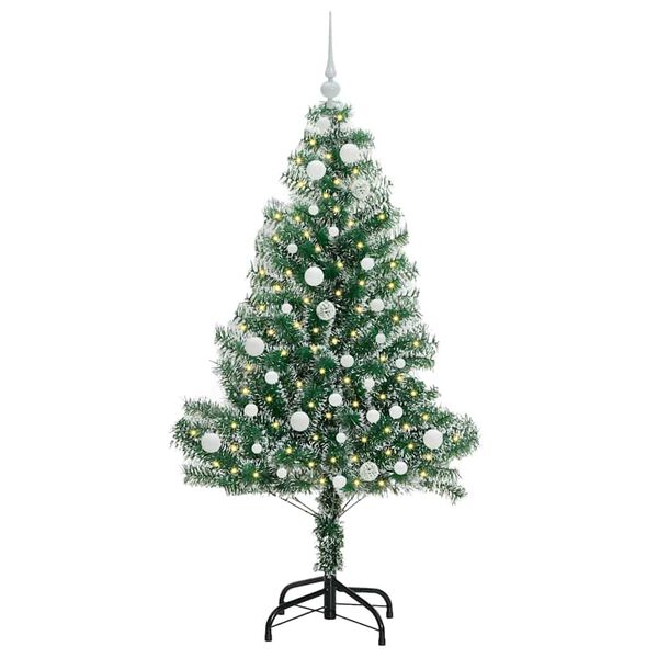 vidaXL Albero di Natale Artificiale Imbiancato con Luci LED 150 cm