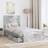 vidaXL Letto con Contenitore con testiera Grigio cemento 90 x 190 cm