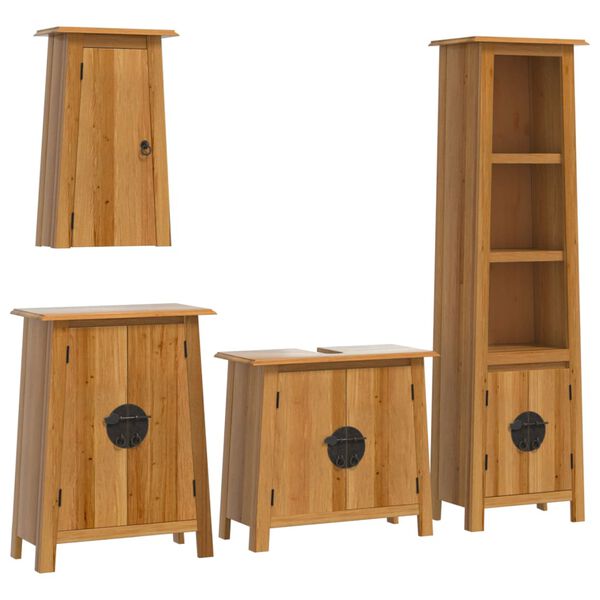 vidaXL Set Mobili da Bagno 4 pz in Legno Massello di Pino
