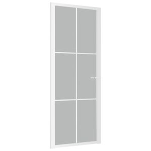 vidaXL Porta Interna 83x201,5 cm Bianco Opaco Vetro e Alluminio