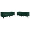 vidaXL Set Divani Chesterfield 2pz con Cuscini Verde Scuro Velluto