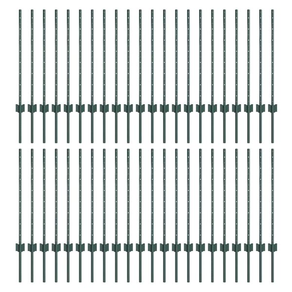 vidaXL Pali per Recinzione 44 pcs Verde 120 cm Acciaio