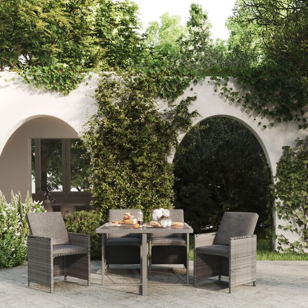 vidaXL Set da Pranzo da Giardino 5 pz con Cuscini in Polyrattan Grigio