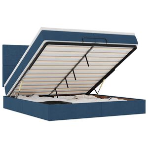 vidaXL Struttura Letto Pouf con Materassi Blu 200x200 cm in Tessuto