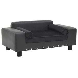 vidaXL Divano per Cani Grigio Scuro 81x43x31cm in Peluche e Similpelle
