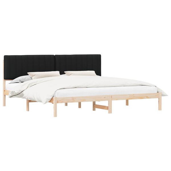 vidaXL Letto con Testiera Rivestita Nero 200 x 200 cm Pino massello