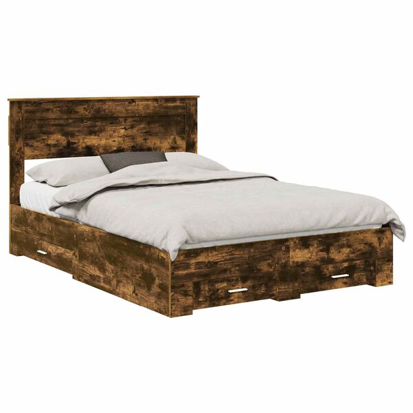 vidaXL Struttura del letto Rovere fum&eacute; 150 x 200 cm Legno multistrato