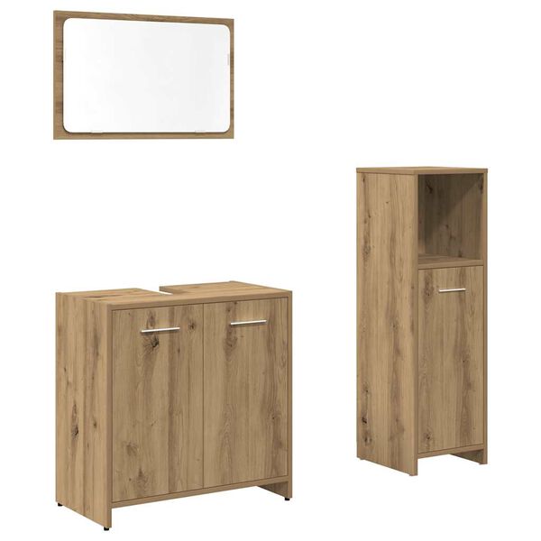 vidaXL Set Mobili da Bagno 3 pz Rovere Artigianale Legno Multistrato