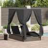 vidaXL Lettino doppi con Tetto Grigio 205 x 129 x 200 cm Rattan PE