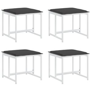 vidaXL Sgabelli Giardino con Cuscini 4 pz Bianchi Acciaio e Textilene