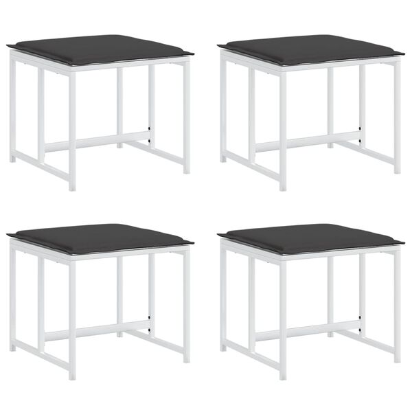 vidaXL Sgabelli Giardino con Cuscini 4 pz Bianchi Acciaio e Textilene