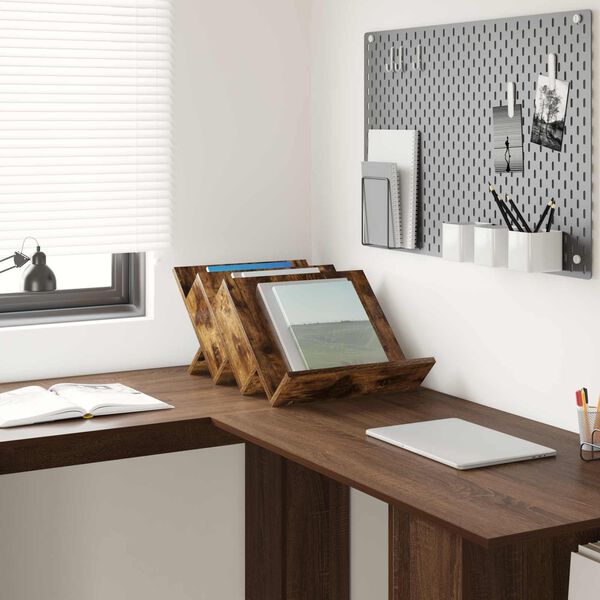 vidaXL Scaffale per riviste Rovere fum&eacute; 53 x 40 x 28.5 cm