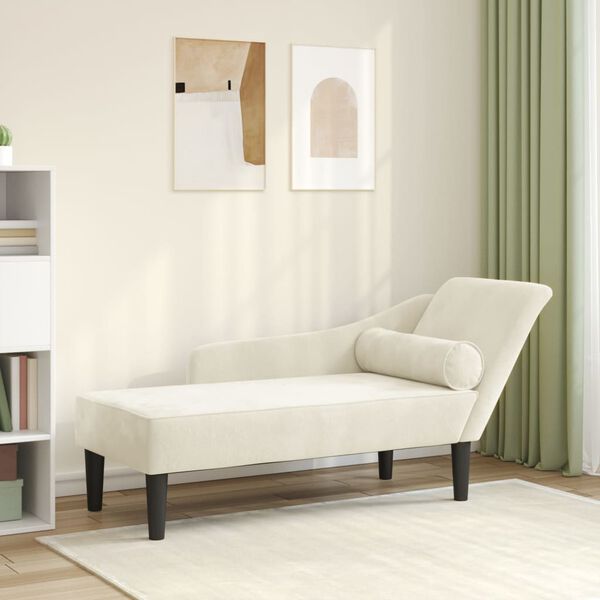 vidaXL Chaise Longue con Cuscini Crema in Velluto