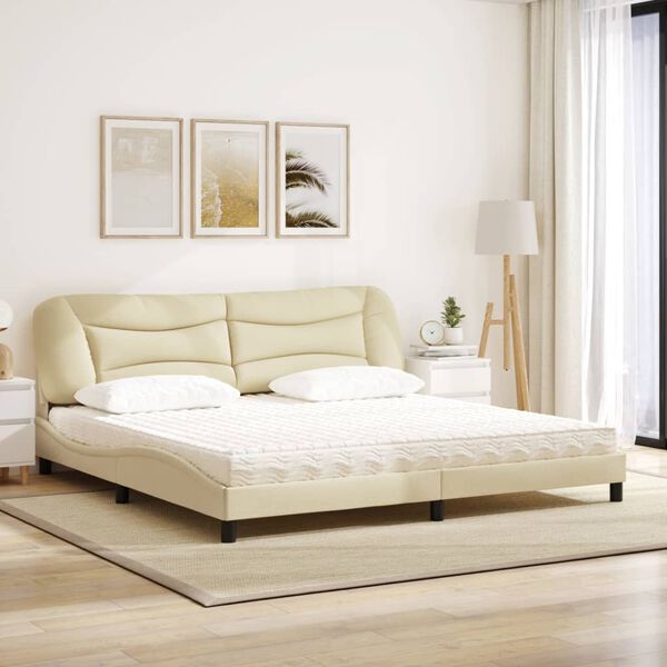 vidaXL Letto con Materasso Hvar Crema 200x200 cm in Tessuto