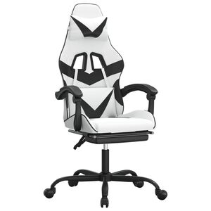 vidaXL Sedia da Gaming con Poggiapiedi Bianco e Nero in Similpelle
