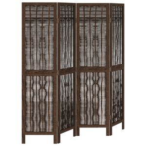 vidaXL Divisorio Ambienti 4 Pannelli Marrone Scuro Massello Paulownia