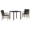 vidaXL Set da Pranzo per Giardino 3 pz Grigio chiaro polyrattan
