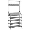 vidaXL Appendiabiti con Porta Scarpe Grigio Sonoma 90x34x184 cm