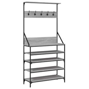 vidaXL Appendiabiti con Porta Scarpe Grigio Sonoma 90x34x184 cm