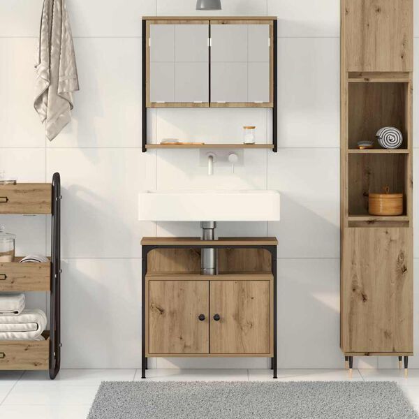 vidaXL Set di mobili per il bagno 2 pcs Marrone Legno multistrato
