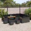 vidaXL Set Divano da Giardino 13 pcs Nero Rattan in Polipropilene