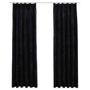vidaXL Tende Oscuranti con Ganci 2 pz Nere in Velluto 140x225 cm