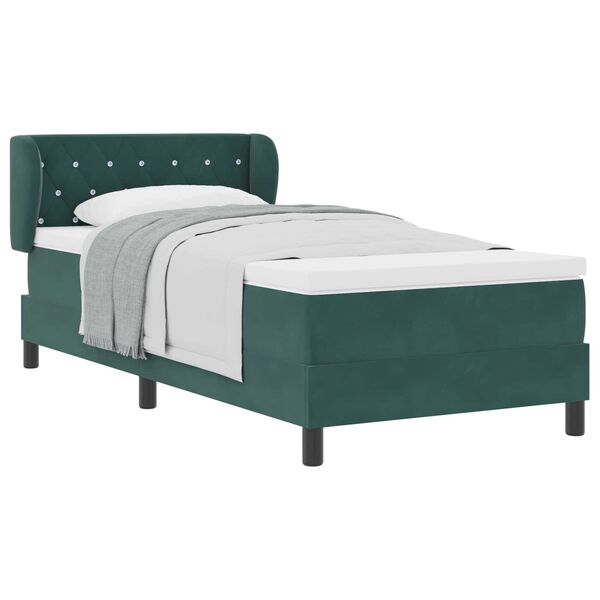 vidaXL Letto a molle con materasso Verde scuro 90 x 190 cm Velluto