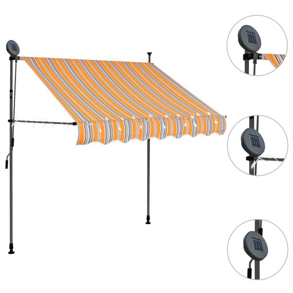 vidaXL Tenda da Sole Retrattile Manuale con LED 200 cm Gialla e Blu