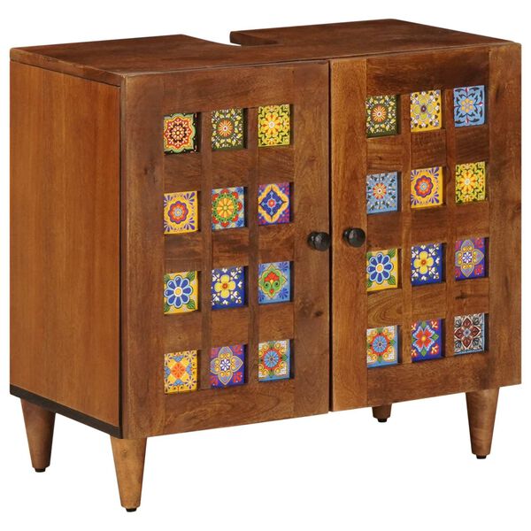 vidaXL Set di mobili per il bagno 4 pcs Noce Legno di mango massello