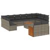 vidaXL Set Divani da Giardino 13 pz con Cuscini Grigio in Polyrattan