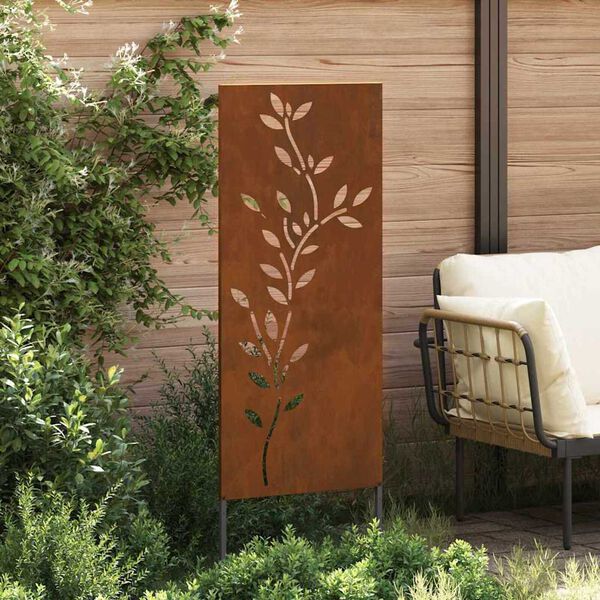 vidaXL Schermo per privacy in giardino Floreale Ruggine 50 x 140 cm
