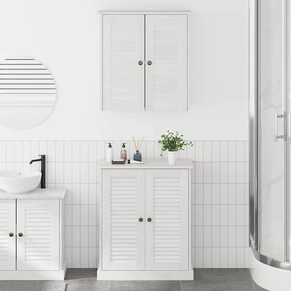 vidaXL Set di mobili per il bagno 2 pcs Bianco e Bianco Antico