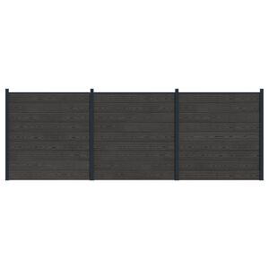 vidaXL Set di Recinzione 3 pcs 526 x 186 cm WPC e Alluminio Nero
