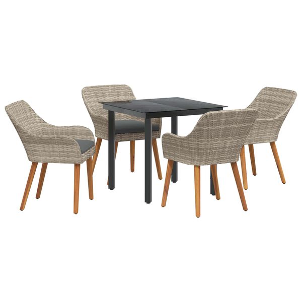 vidaXL Set da pranzo Grigio chiaro Poly Rattan