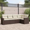 vidaXL Set Divano da Giardino 5 pz con Cuscini Marrone in Polyrattan