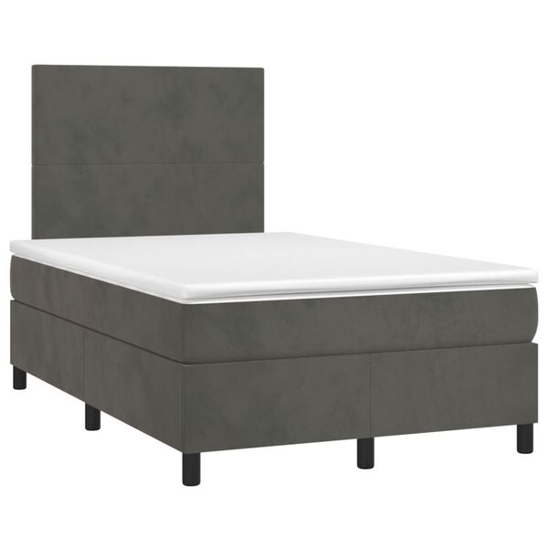 vidaXL Letto a Molle con Materasso e LED Grigio Scuro 120x200 cm