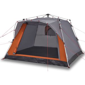 vidaXL Tenda Campeggio Cabina 4 Pers. Grigio Arancione Rilascio Rapido