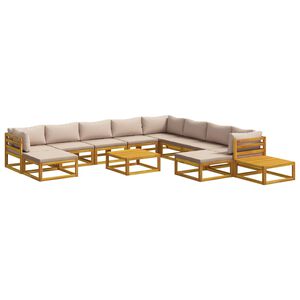 vidaXL Set di divani 12 pz Naturale Legno di Acacia Massello