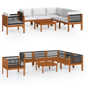 vidaXL Set da Giardino 7 pz con Cuscini in Legno Crema, Acacia e Corda