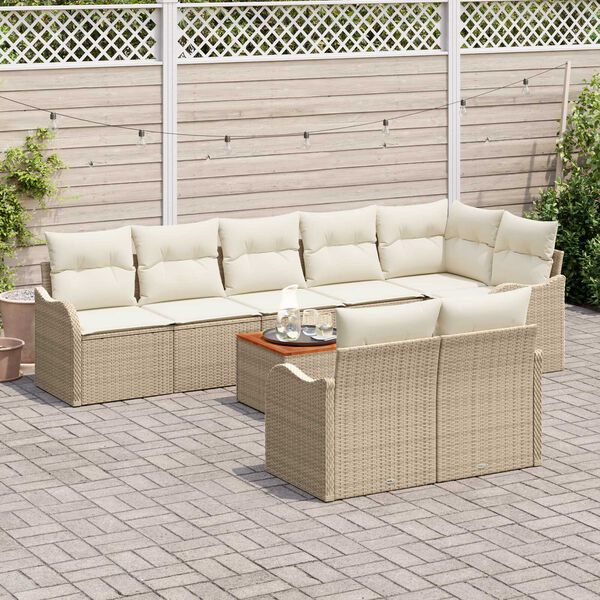 vidaXL Set Divano da Giardino 9 pcs Beige e bianco