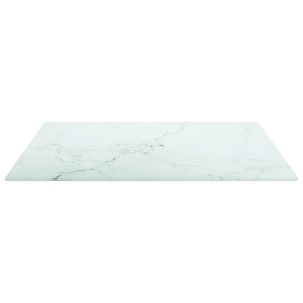 vidaXL Piano Tavolo Bianco 50x50 cm 6 mm Vetro Temperato Design Marmo