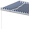 vidaXL Tenda da Sole Retrattile Automatica Pali 3,5x2,5 m Blu e Bianca