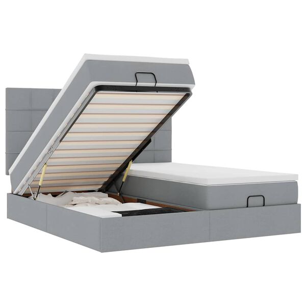 vidaXL Struttura Letto Pouf con Materassi 200x200 cm in Tessuto