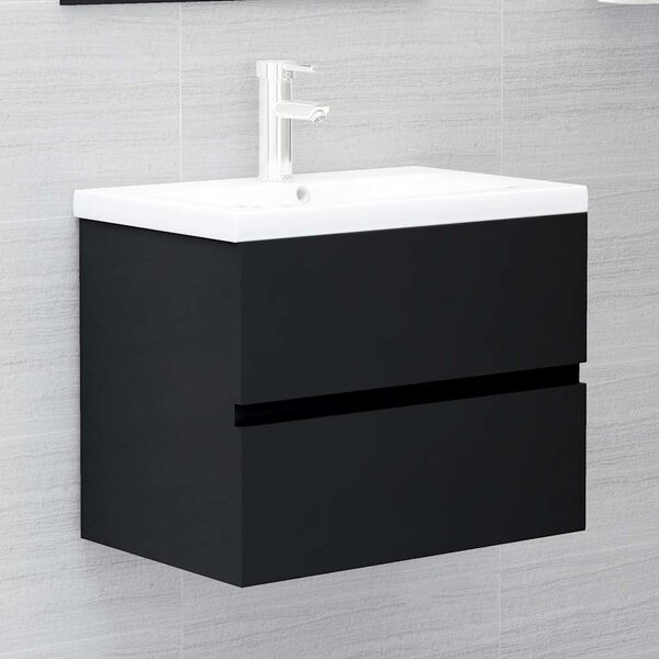 vidaXL Mobile con Lavabo Integrato Nero in Legno Multistrato