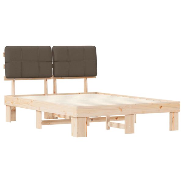 vidaXL Letto con Testiera Rivestita Talpa 150 x 200 cm Pino massello