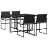 vidaXL Set da Pranzo da Giardino 5 pz Nero con Cuscini in Polyrattan