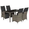 vidaXL Set Bistr&ograve; da Giardino 5 pz con Cuscini in Polyrattan Grigio