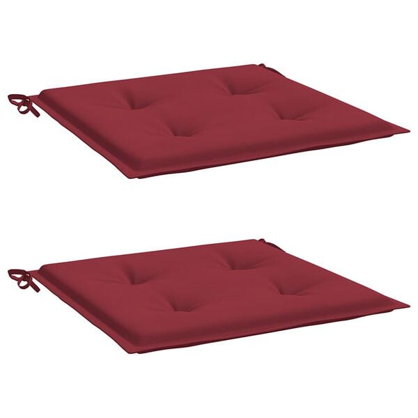 vidaXL Cuscini per Sedia 2 pz Rosso Vino 50x50x4 cm in Tessuto Oxford